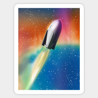 Retro Space Rocket Sticker